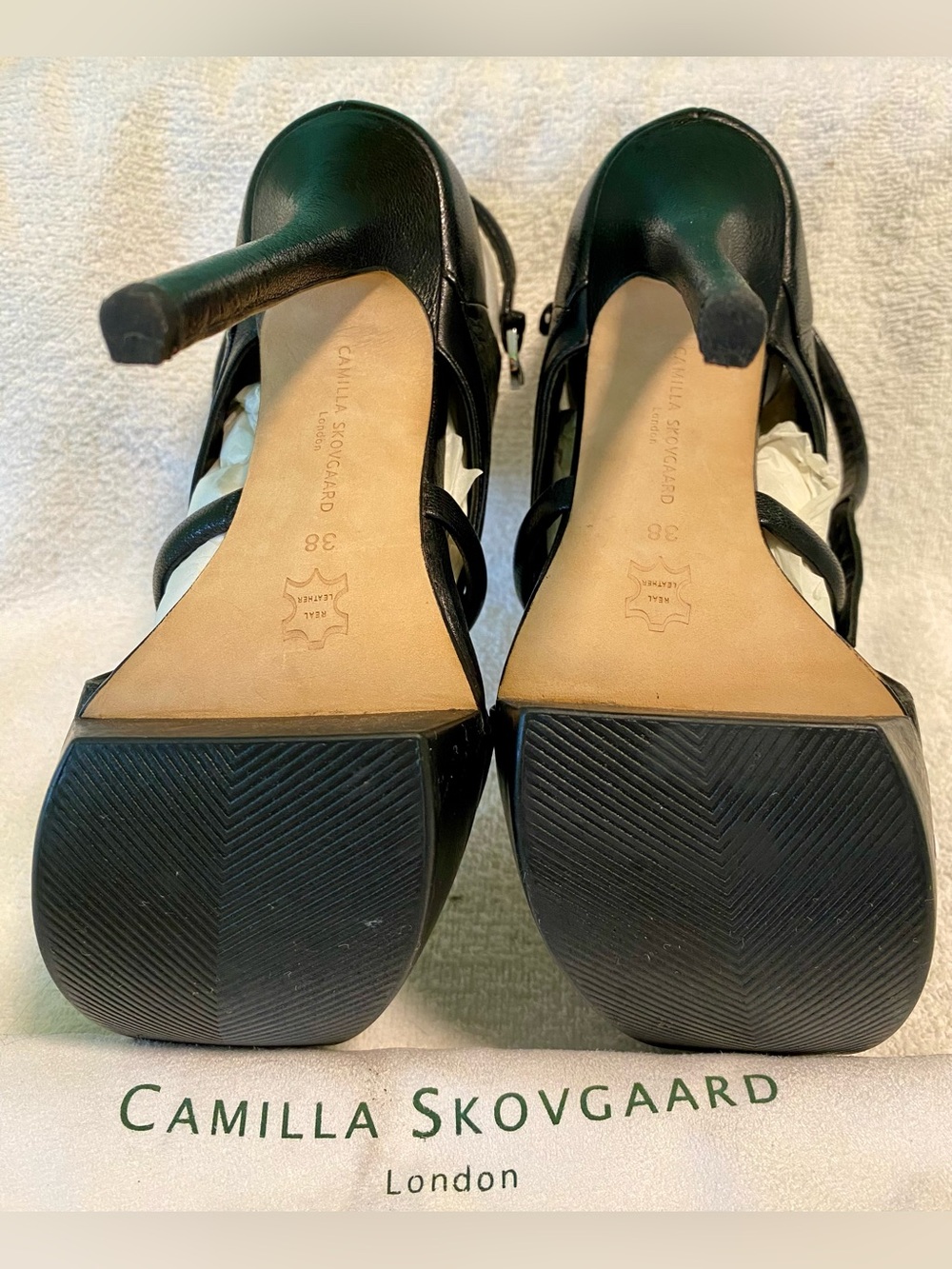 Camilla Skovgaard Black Lizard Leather Platform Stiletto Sandals – EU 38 NIB - Picture 5 of 8